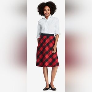 Lands' End Red and Black Plaid A-Line Skirt Buffalo Plaid Sz 8 WSK37
